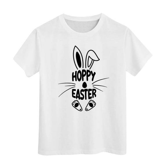 Shadoumai Girls Easter Shirt Size 10 Happy Easter Letter Graphic Printed Crew Neck Short Sleeve T-Shirt Casual Gentleman Tops Girls' Tops, Tees & Blouses
