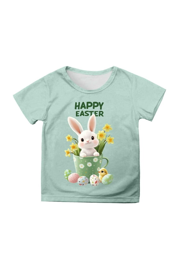 Girls Easter Shirt Size 10 Happy Easter Letter Print Crew Neck Short Sleeve T Shirt Comfy Holidays Tops Clothes for Children