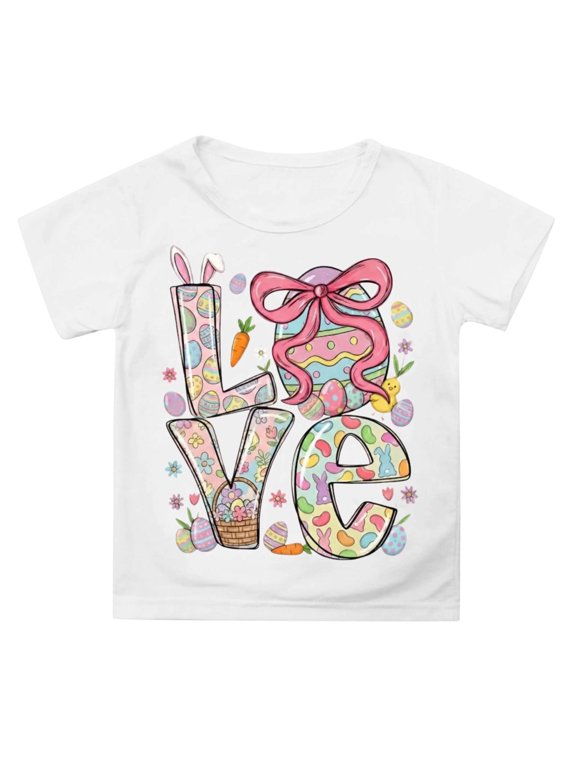 Girls Easter Shirt Size 6 Easter Day Graphic T-Shirts Round Neck Short Sleeve T Shirts Loose Soft Holiday Shirts Girls' Tops, Tees & Blouses