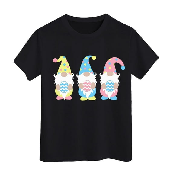 Shadoumai Girls Easter Shirt Size 6 Easter's Day Letter Graphic Printed Crewneck Short Sleeve T Shirts Fashion Cool Gentleman Tops T Shirt for Boys and Girls