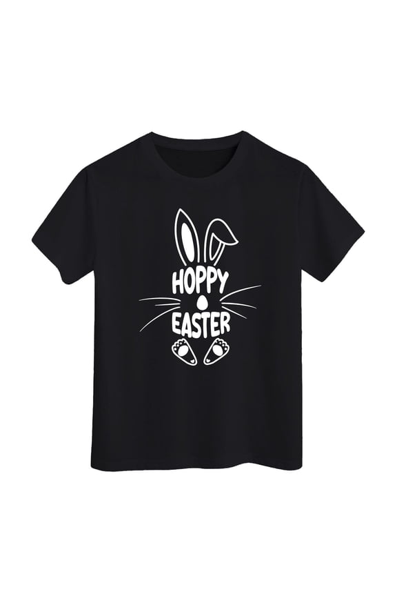 Girls Easter Shirt Size 6 Happy Easter Letter Print Crewneck Short Sleeve T-Shirt Soft Vacation Tops T-Shirt Boys & Girls Shirts