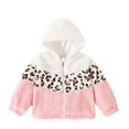 thumbnail image 1 of Shadoumai Girls Faux Jacket Long Sleeve Winter Warm Coat Cute Leopard Print Trim Zip Up Outerwear For Toddler Kids, 1 of 6