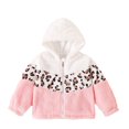 thumbnail image 1 of Shadoumai Girls Faux Jacket Long Sleeve Winter Warm Coat Cute Leopard Print Trim Zip Up Outerwear For Toddler Kids, 1 of 4