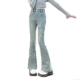 thumbnail image 1 of Shadoumai Girls Flared Denim Trousers Stretch Jeans Slim Fit Fashion Bottoms For Teen Tweens, 1 of 9