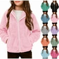 thumbnail image 1 of Shadoumai Girls Fleece Zip Up Hoodie Jackets Cozy Soft Sherpa Coat Lightweight Warm Winter Outerwear with Pockets 5-14 Years, 1 of 7