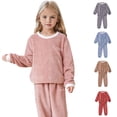 thumbnail image 1 of Shadoumai Girls Fuzzy Fleece Pants Set Winter Fluffy 2 Piece Outfits Flannel Pullover Sweatshirt Sets Sweatsuit 5-14 Years, 1 of 5
