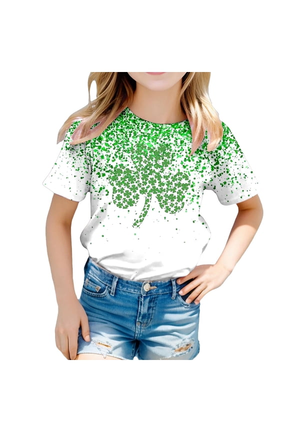 Girls Heart St Patricks Day Shamrock Irish Toddler Baby T-Shirt