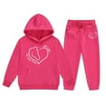 thumbnail image 1 of Shadoumai Girls Hoodie Pants Outfit Set Casual Letter Print Pullover Jogger Combo Warm Two Piece Winter Clothes for Toddler Teen First Day Of School, 1 of 4