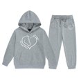 thumbnail image 1 of Shadoumai Girls Hoodie Pants Outfit Set Casual Letter Print Pullover Jogger Combo Warm Two Piece Winter Clothes for Toddler Teen First Day Of School, 1 of 4