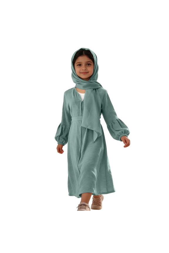 Girls Knit Dress Cardigan Flared Sleeves Ruffle Long Robe Coat Pattern First Day Of Kindergarten Outfits for Girls