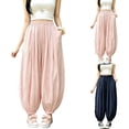 thumbnail image 1 of Shadoumai Girls Lantern Pants,Summer Flowy Wide Leg Elastic High Waist Beach Harem Pants Lightweight Comfy Sparkling Vacation Trousers, 1 of 5