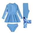 thumbnail image 1 of Shadoumai Girls Long Sleeve Rash Guard Swimwear Two Piece Swim With Swim Shorts Sun UPF 50+ Swim Outfit For Toddler Kids Teen Youth Surfing Beach Pool, 1 of 8