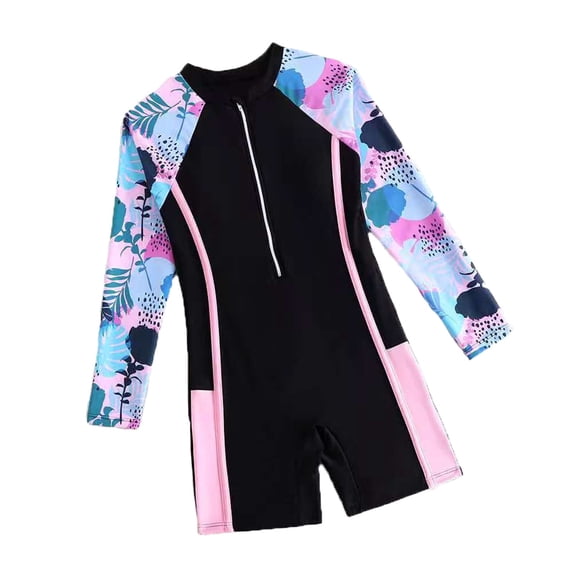 Shadoumai Girls Long Sleeve Rash Guard and Swim Shorts Two Piece Sun Protective UPF 50 Swimwear Set with Full Comfortable Coverage