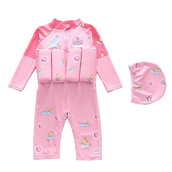 Shadoumai Girls Long Sleeve Swimsuit With Buoyancy Rash Guard Surfing Sun Protective Swimwear For Beach Pool Party Activities, Swimsuit With Tail