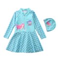 thumbnail image 1 of Shadoumai Girls Long Sleeve Swimsuit With Skirt Scale Print Design Rash Guard Swimwear Built In And Shorts, 1 of 3