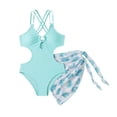thumbnail image 1 of Shadoumai Girls One Piece Swimsuit 12-14 Cute Bow Tankini Set Quick Dry Solid Color Bathing Suits for Girls Beach Swimwear Removable Chest Pad, 1 of 8