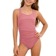 thumbnail image 1 of Shadoumai Girls One Piece Swimsuit Age 10-12 Keyhole Girls Tankini Swimsuit Quick Dry Solid Color Girl Bathing Suit Adjustable Straps Modest Swimwear with Cover Up, 1 of 6