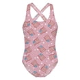 thumbnail image 1 of Shadoumai Girls One Piece Swimsuit Age 10-12 Trim Wrap Tie Back Tankini for Girls Quick Dry Color Block Bathing Suit for Girls Ruched Adjustable Strap Modest Swimwear with Cover Up, 1 of 4