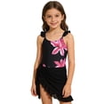 thumbnail image 1 of Shadoumai Girls One Piece Swimsuit Size 10-12 Ruffle Ruched Tankini with Shorts Quick Dry Color Block Bathing Suits for Girls Modest Swimwear Stretch Strap, 1 of 6