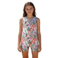thumbnail image 1 of Shadoumai Girls One Piece Swimsuit Size 16 Gingham Ruffle Tankini with Shorts Quick Dry Cute Printed Ruffle Bathing Suit Ruched Adjustable Strap Swimwear with Cover Up Skirt, 1 of 8
