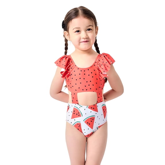 Shadoumai Girls One Piece Swimsuit Size 5-6 Cutout Waist Tankini Set Lightweight Color Block Bathing Suit for Girls with Mesh Cover Ups Summer Girl's Swimwear