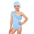 thumbnail image 1 of Shadoumai Girls One Piece Swimsuit Size 8 Modest Ruched Tankini Sets Quick Dry Color Block Bathing Suit Stretch Strap Summer Girl's Swimwear, 1 of 4