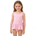 thumbnail image 1 of Shadoumai Girls One Piece Swimsuit Size 8 Trim Wrap Tie Back Girls Tankini Swimsuit Quick Dry & Stretchy Cute Floral Print Bathing Suit Girls' Swimwear with Print Shorts Stripe Double Straps, 1 of 7