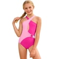 thumbnail image 1 of Shadoumai Girls One Piece Swimsuit Size 8 Tummy Control Tankini Quick Drying Solid Color Bathing Suits for Girls Swimwear with Cover Up Beach Skirt Spaghetti Strap, 1 of 4