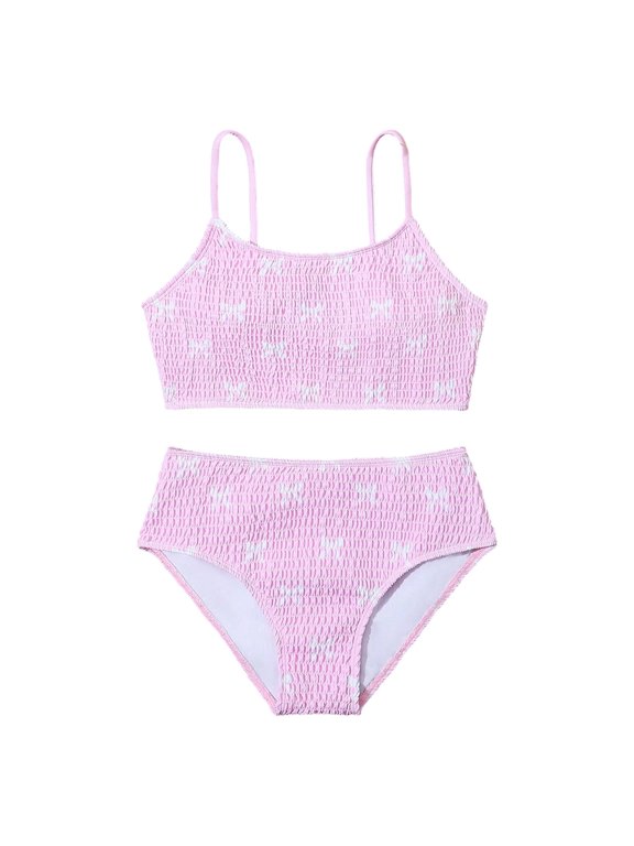 Girls Rash Guard Long Sleeve Swimsuits Set 2 Piece Kids Bathing Suit UV Protection Swim Top+Shorts for 7-14Y
