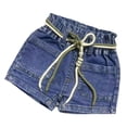 thumbnail image 1 of Shadoumai Girls Ripped Jeans Shorts High Waist Raw Hem Straight Leg Y2K Distressed Denim Shorts for Girls 13Y-16Y, 1 of 4
