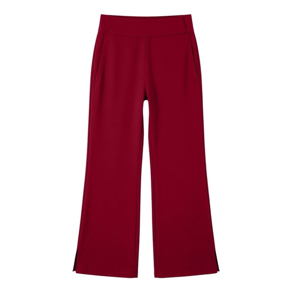 Shadoumai Girls School Uniform Pants High Stretchy Half Elastic Waist Soft Fabric Slim Flat Front Slacks for Teens
