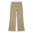 thumbnail image 1 of Shadoumai Girls School Uniform Pants High Stretchy Half Elastic Waist Soft Fabric Slim Flat Front Slacks for Teens, 1 of 4