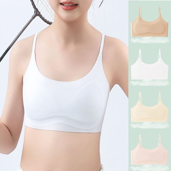 Shadoumai Girls Seamless Training Bra Double Layer No Padding with Adjustable Strap First Bras Cami Crop Multipack,Kids Bras for Girls 8-9
