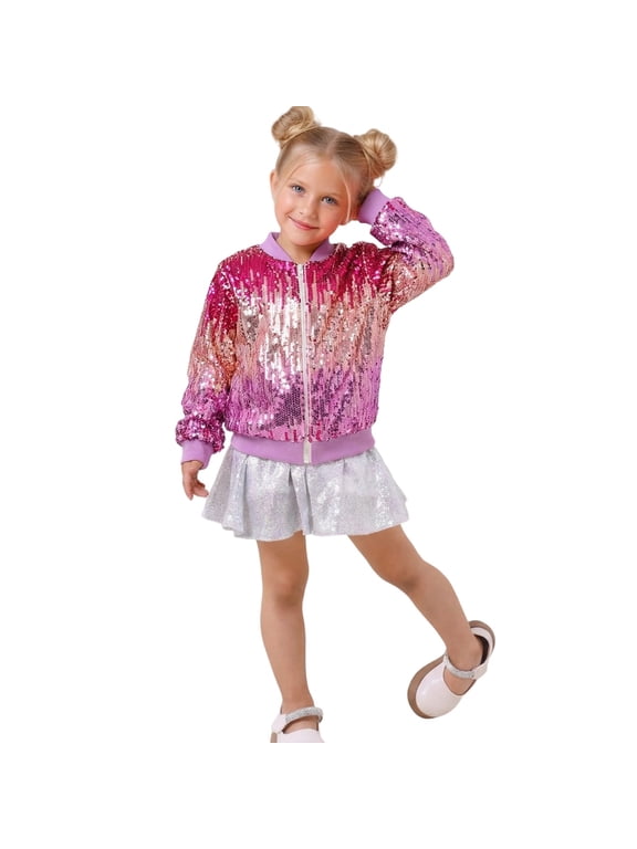 Girls Sequin Sparkly Glitter Jacket Coat for Kids Party Carnival Fashion Outerwear Raincoat Girls Size 8