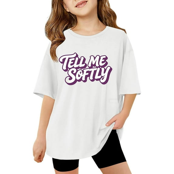 Shadoumai Girls Shirts Size 10-12 Solid Color O Neck Shirt Short Sleeve T-Shirt Modern Fit Back To School Season Multicolor Shirts for Kids