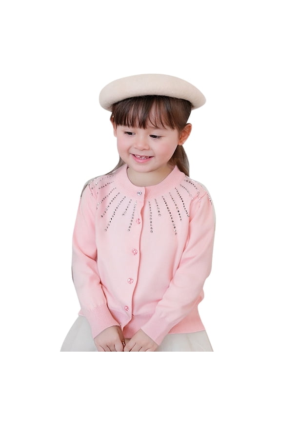 Girls Soft Knit Cardigan Stylish Round Neck Open Front Top Comfortable Everyday Wear For Toddler To Teen Sweater