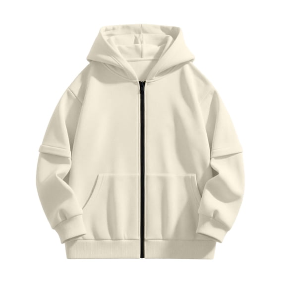 Shadoumai Girls Solid Color Casual Zip Hoodie Jacket Lightweight Hooded Sweatshirt Front Comfortable Everyday Outerwear for Kids Back To School Jackets for Women