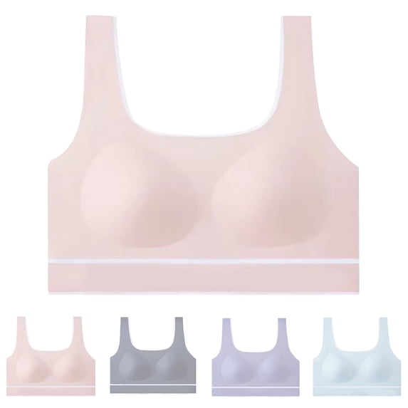 Shadoumai Girls Sports Bra Racerback Training Bras for Girls Kids 10-12 12-14 with Sewn in Pads - White Skin 8-12 12-14 Years,Girls Sports Bra