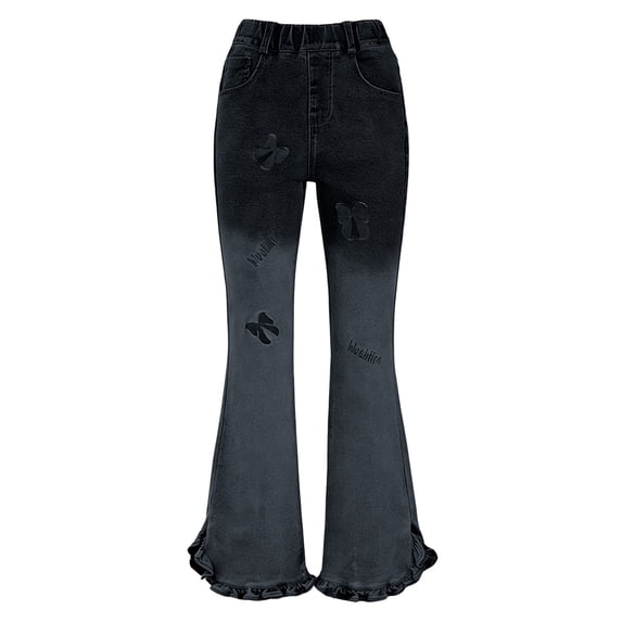Shadoumai Girls Stretch Flare Jeans High Waist Skinny Bootcut Pants for Teenagers and Juniors With Ankle Drag