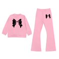 thumbnail image 1 of Shadoumai Girls' Summer 2-Piece Outfit Set Bow-Embellished Long-Sleeve Top + Flared Pants Size 8-13 Years, 1 of 5