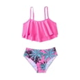 thumbnail image 1 of Shadoumai Girls Summer Swimsuit Color Block Padded Adjustable Strap Tankini Ruched Swimwear Set Two Piece Beach Bathing Suit, 1 of 5