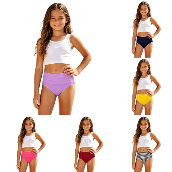 Shadoumai Girls Swim Bikini Bottoms with Lining UPF 50+ Sun Protection Swimsuit Soft Quick-Dry for Beach Pool 2-8 Years