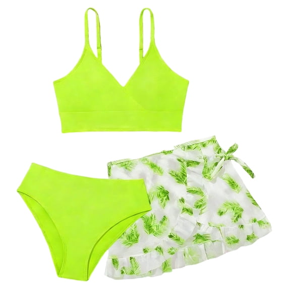 Shadoumai Girls Swimsuit 2 Piece Bikini Set Tiered Ruffled Bathing Suit Two Piece Girls' Swimwear with Adjustable Straps