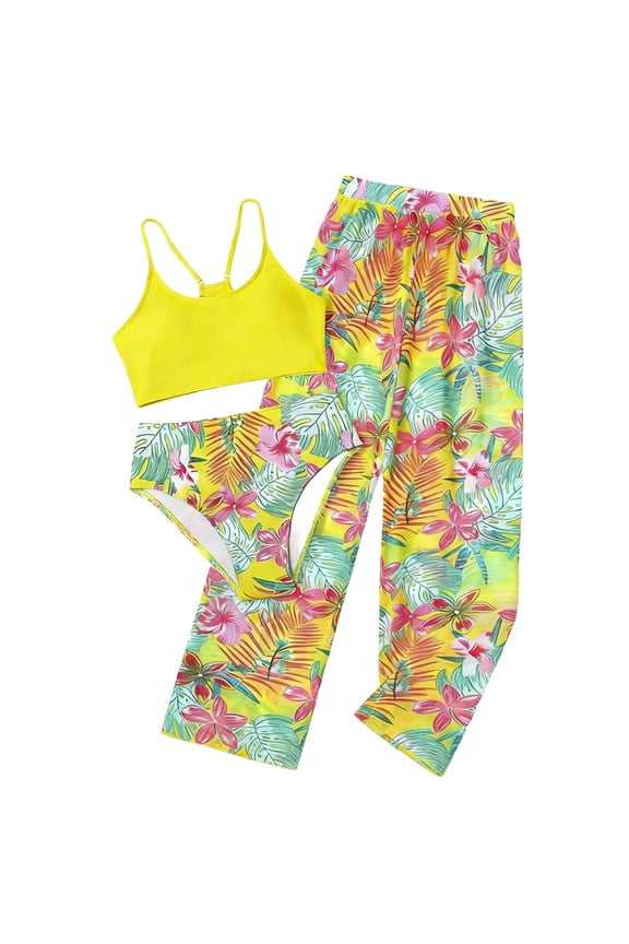 Girls Swimsuit 2 Piece Ruffled Bikini Top with Ruffled Bottom Summer Beach Teen Girl Bathing Suits for 6-14 Years