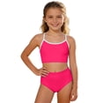 thumbnail image 1 of Shadoumai Girls Swimsuit Contrast Trim Tankini Swimsuit Solid Color 2 Piece Teen Bathing Suit Modest Swimwear+Drawstring 9-, 1 of 7
