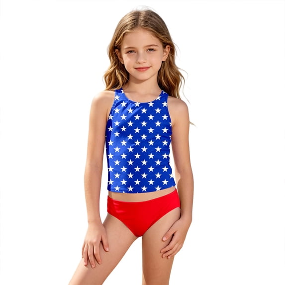 Shadoumai Girls Swimsuit Cute Ruffle Girls' Bikini Sets Adjustable Straps Tankini Sets Two Pieces Beach Skirt Cute Ruched Bathing Suit Contrast Trim Modest Swimwear with Cover Up