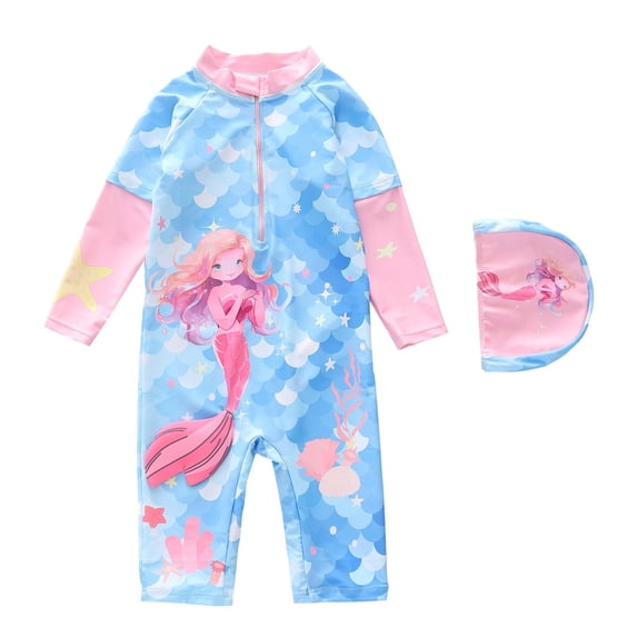 Shadoumai Girls Swimsuit For Toddlers And Kids Sparkly Scale Design Bathing With Tutu Skirt
