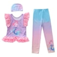 thumbnail image 1 of Shadoumai Girls' Swimsuit Layered Ruffled Swimsuit For Toddlers And Toddlers Two Piece Long Pants Swimsuit (2 12 Years), 1 of 4