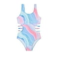 thumbnail image 1 of Shadoumai Girls Swimsuit One Piece Bathing Suits Retro Square Neck Ruched Adjustable Strap Swimwear 7-16Y, 1 of 7