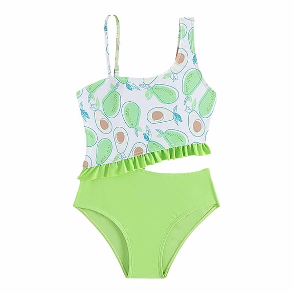 Shadoumai Girls Swimsuit One Piece Bow Design Girls Tankini Swimsuit Quick Drying Color Block Ruffle Bathing Suit Swimwear with Cover Up Pants Adjustable Straps
